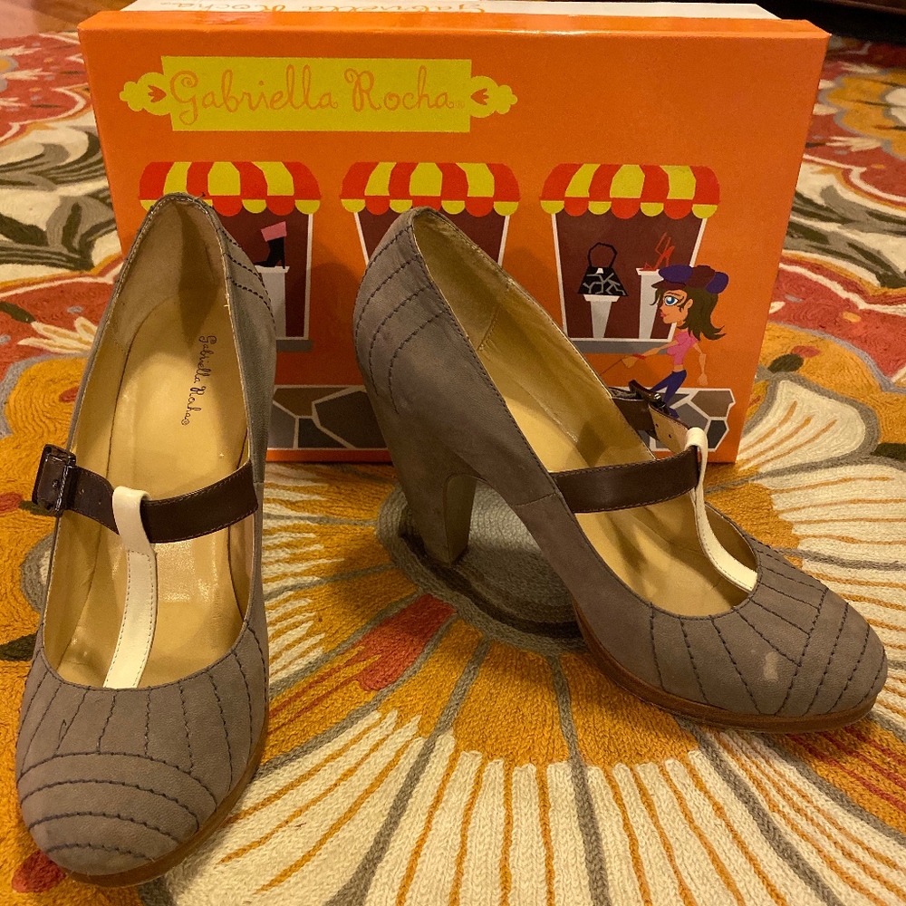 Gabriella Rocha Gray/multi Cosette T-strap Heels